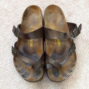 BIRKENSTOCK Wkmens Brown Leather Footbed Casual Everyday Shoes Size 41 L10 M8